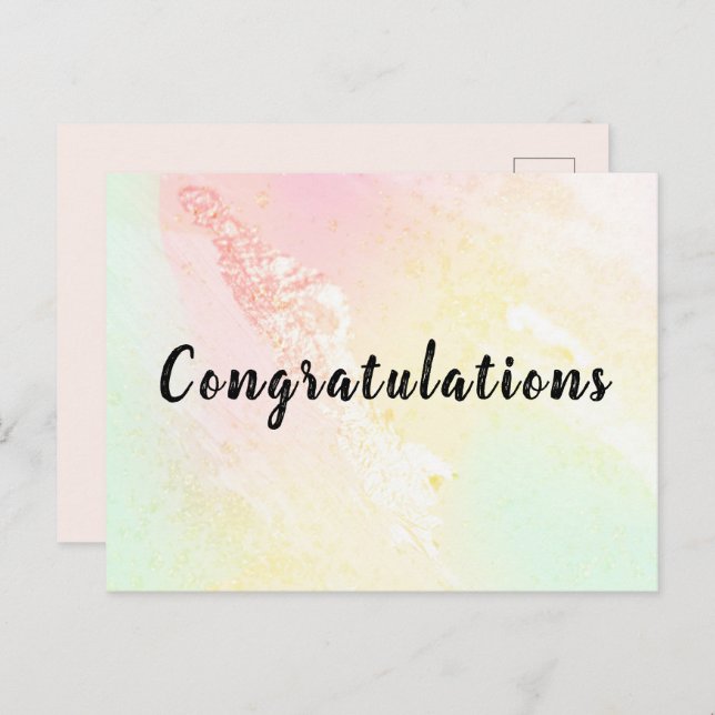 Carte postale Congratulations Aquarelle Pastel (Devant / Derrière)