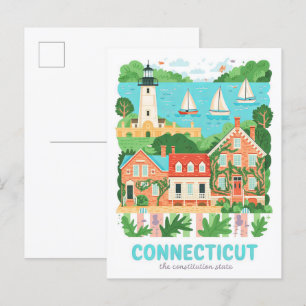 Carte Postale Connecticut Constitution State USA Travel