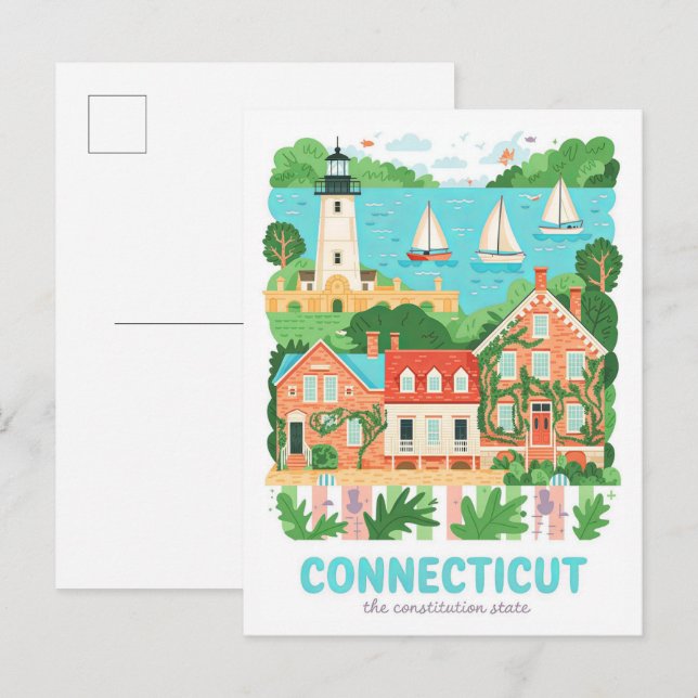 Carte Postale Connecticut Constitution State USA Travel (Devant / Derrière)
