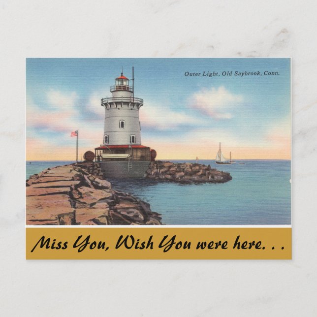 Carte Postale Connecticut, Lumière Extérieure, Vieux Saybrook (Devant)