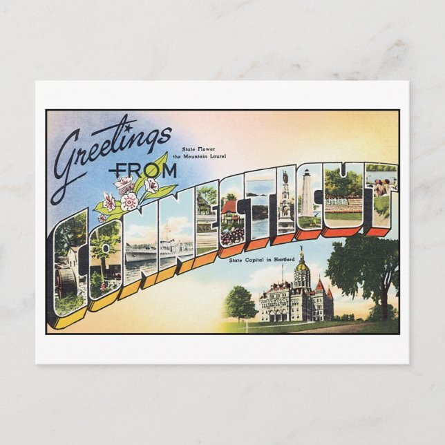 Carte postale Connecticut vintage (Devant)