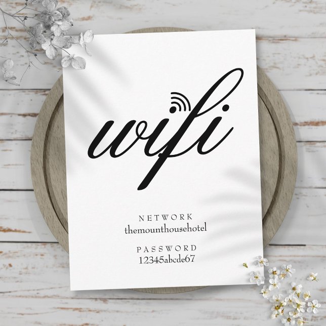 Carte Postale Connexion réseau Wifi et mot de passe (Wifi Network and Password Sign Postcard)