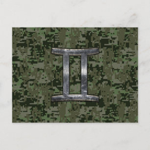 Carte Postale Connexion Zodiac Gemini sur Camouflage numérique v