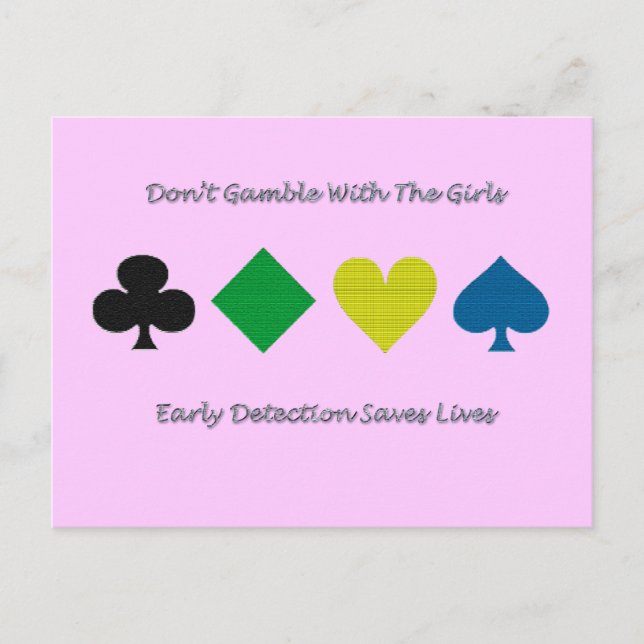Carte Postale Conscience/coeur/diamant/club/pelle de cancer du (Devant)