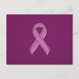 Carte Postale Conscience du ruban rose Décor en fibre de carbone