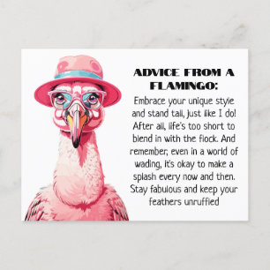 Carte Postale Conseil amusant d'un Flamant rose