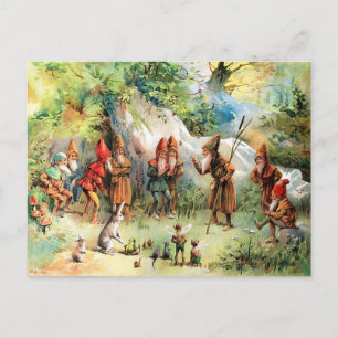 Carte Postale Conseil de Gnomes Vintage