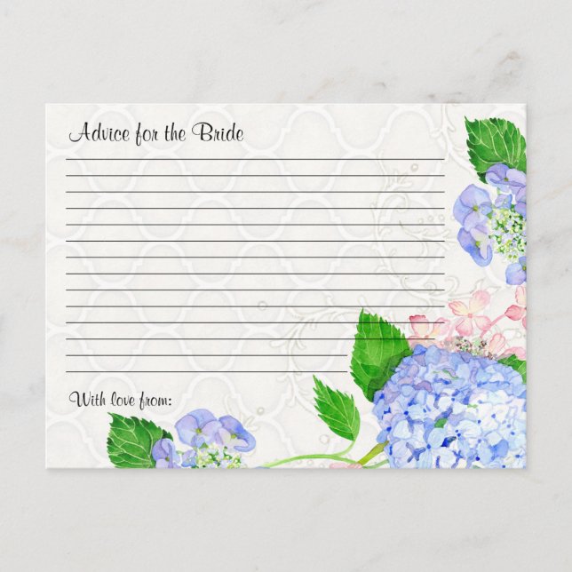 Carte Postale Conseil Fête des mariées Bride Blue Hydrangea Flor (Devant)