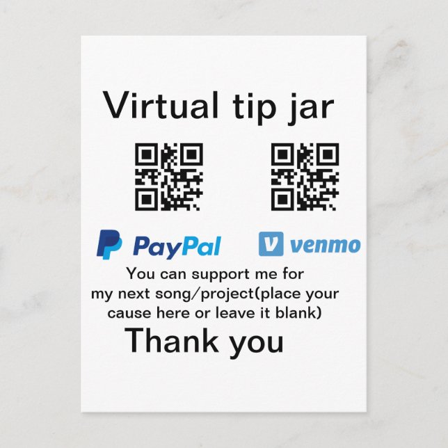 Carte Postale Conseil virtuel jar q r code argent don PayPal ven (Devant)