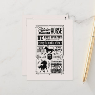 Carte Postale Conseils de cheval amusant mot art Pays