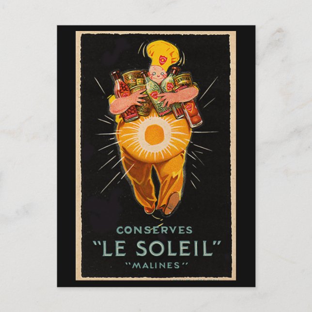 Carte Postale "Conserve : Le Soleil" Publicité Vintage (Devant)