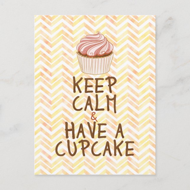 Carte Postale Conserver le calme avoir Cupcake - chevron arrière (Devant)