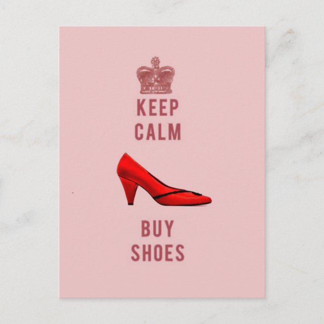 Carte Postale Conserver le calme et acheter des chaussures (Devant)
