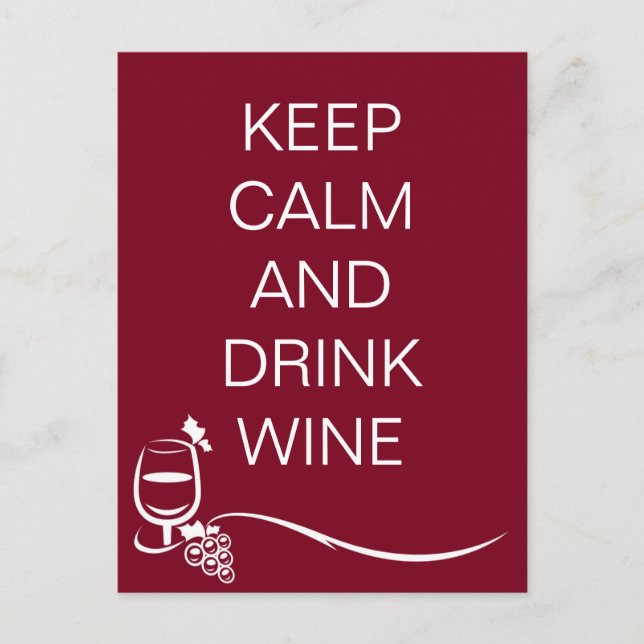Carte Postale Conserver le calme et boire la citation de vin ave (Devant)