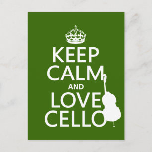 Carte Postale Conserver le calme et l'amour Cello (toute couleur