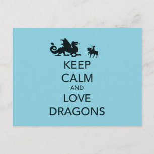 Carte Postale Conserver le calme et l'amour Dragons Impression u
