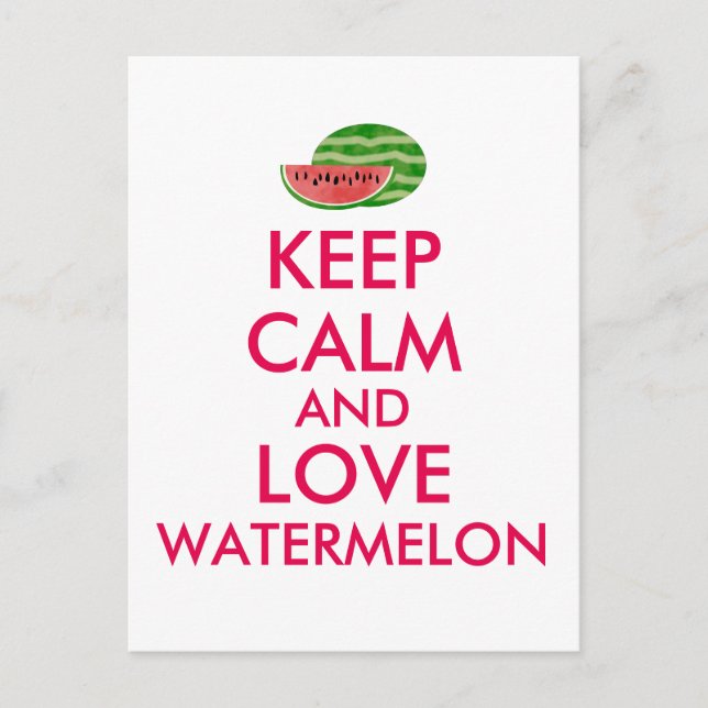 Carte Postale Conserver le calme et l'amour Watermelon Cadeau pe (Devant)