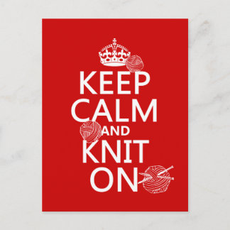 Carte Postale Conserver le calme et le knit allumé - toutes les 