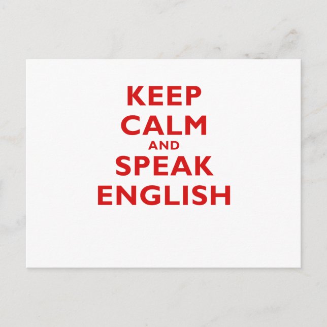 Carte Postale Conserver le calme et parler anglais (Devant)