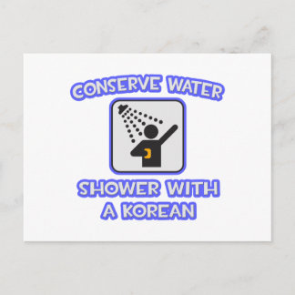Carte Postale Conserver l'eau .. Douche avec coréen