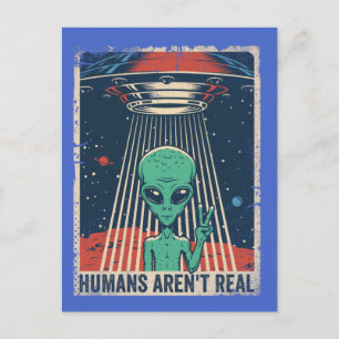 Carte Postale Conspiration spatiale Alien amusante