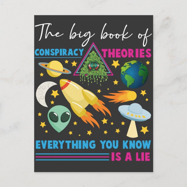 Carte Postale Conspiration Théorie terre plate OVNI Astronomie A (Devant)