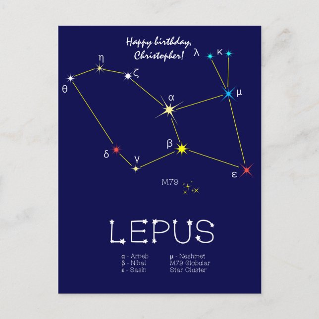 Carte Postale Constellation de l'hémisphère sud (Devant)