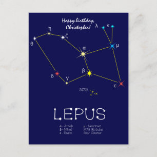 Carte Postale Constellation de l'hémisphère sud Lepus
