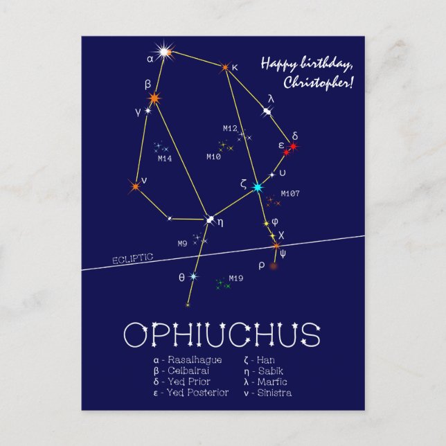 Carte Postale Constellation du zodiaque Ophiuchus (Devant)
