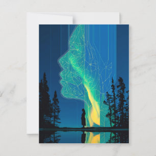 Carte Postale Constellations et aurores, art linéaire minimalist