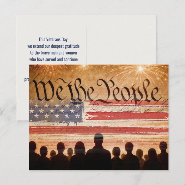 Carte Postale Constitution des États-Unis avec le drapeau Jour d (Devant / Derrière)