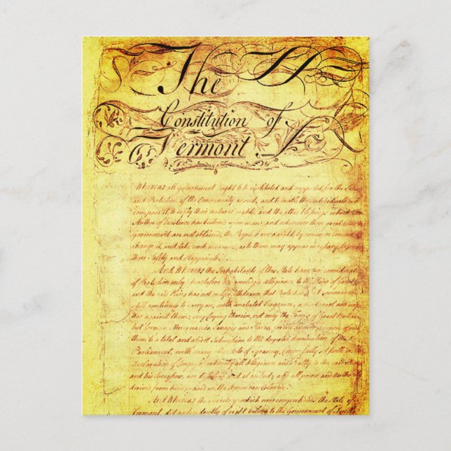 Carte Postale Constitution du Vermont (1777) (Devant)