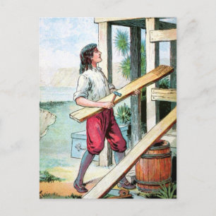 Carte Postale Construction d'un Cabine, Construction