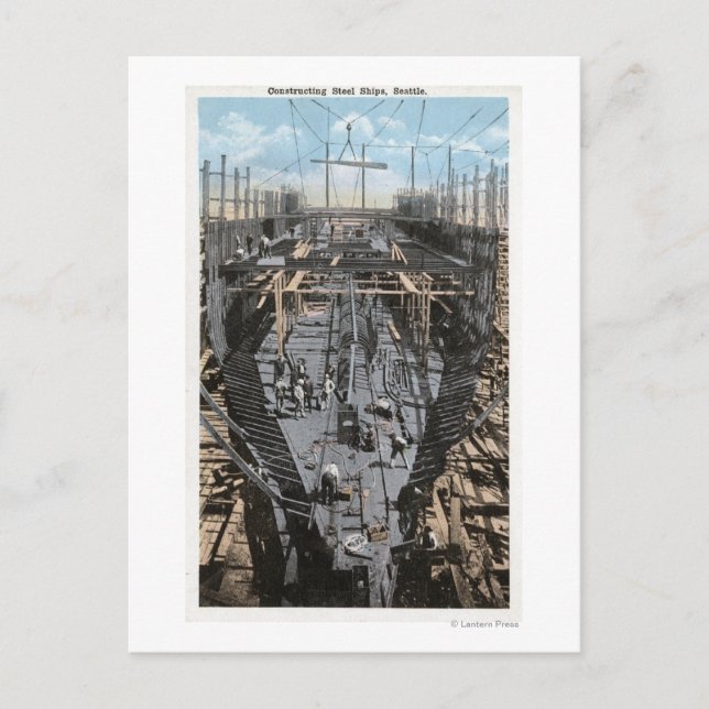Carte Postale Construction d'une scène de navire en acier (Devant)