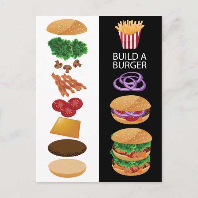 Carte Postale Construire un hamburger (Devant)