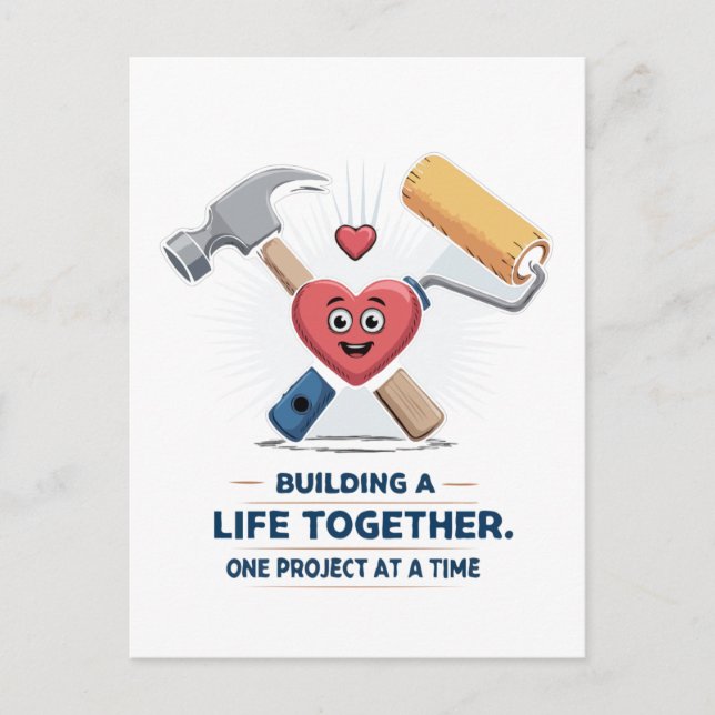 Carte Postale Construire une vie ensemble | Maison de couple DIY (Devant)