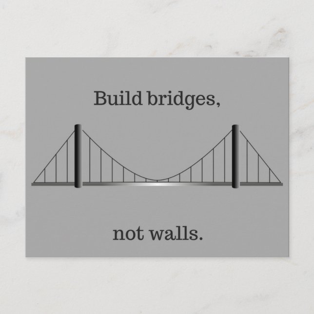 Carte Postale Construisez des ponts, pas des murs. (Devant)