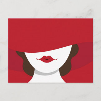 Carte Postale Contemporary Lady in Red Hat Postcard