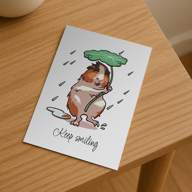 Carte Postale Continuez À Sourire Heureux Cochon De Guinée Profi (Créateur téléchargé)