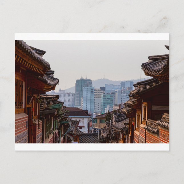 Carte Postale Contraste du village de Bukchon Hanok (Devant)