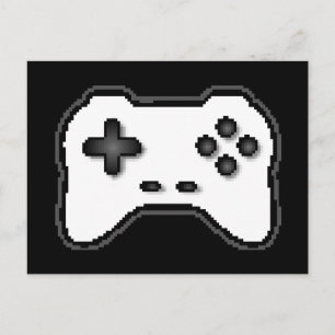 Carte Postale Contrôleur de jeu Noir Blanc 8 bits Style de jeu v