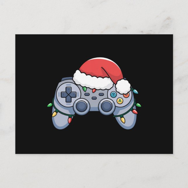 Carte Postale Contrôleur de jeu vidéo Noël Santa Hat Gamer (Devant)