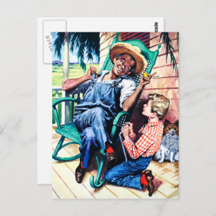 Carte Postale Conversation avec Papa Vintage Art