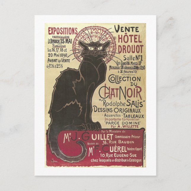 Carte Postale Conversation Noir Vente Hôtel Drouot Steinlen Beau (Devant)