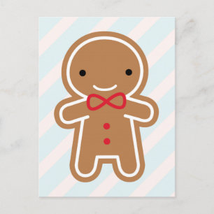 Carte Postale Cookie Cute Kawaii Gingerbread Homme