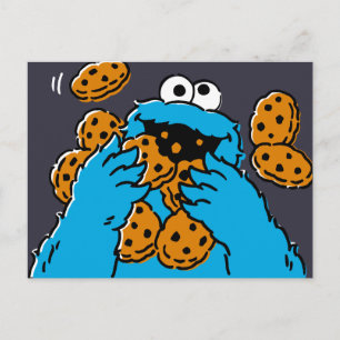 Carte Postale Cookie Monster mangeant tous les cookies