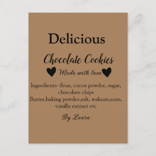 Carte Postale cookies au chocolat maison faits avec amour ajoute