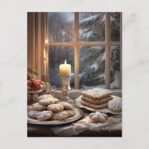 Carte Postale Cookies de Noël en journée enneigée