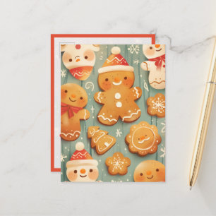 Carte Postale Cookies de pain d'épice festifs