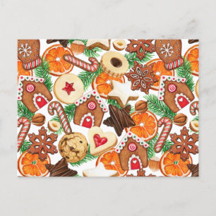 Carte Postale Cookies et bonbons de Noël aux épices orange
